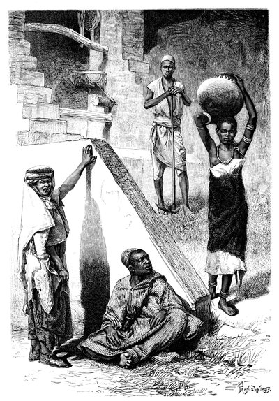 Sudanesiska araber och en kvinnlig Shilluk-slav, Sudan, 1895. av Ivan Pranishnikoff