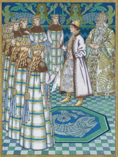 Illustration till sagan Vasilisa den vackra av Ivan Yakovlevich Bilibin