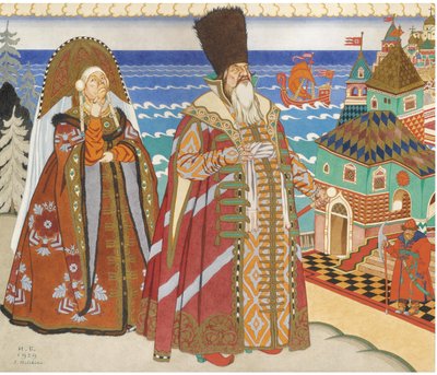 Illustration till sagan om tsaren Saltan av A. Pushkin av Ivan Yakovlevich Bilibin