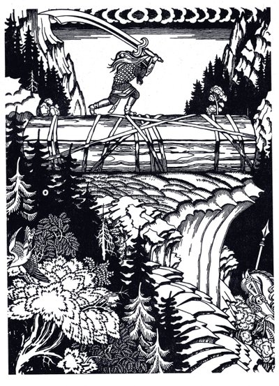 Ilya Muromets och Svyatogor, 1934 av Ivan Yakovlevich Bilibin