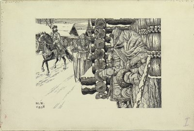 Moskvagatan på 1500-talet, 1938 av Ivan Yakovlevich Bilibin