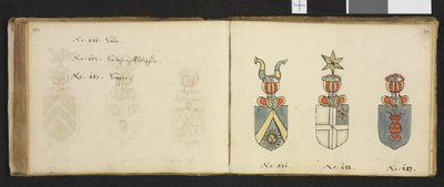 Illustration hämtad från ett privat arkiv i Nationalbiblioteket med titeln Insignia quædam virorum illustrium in Norvegia quodam habitantium av Iver Nielssøn Hirtzholm av Iver Hirtzholm