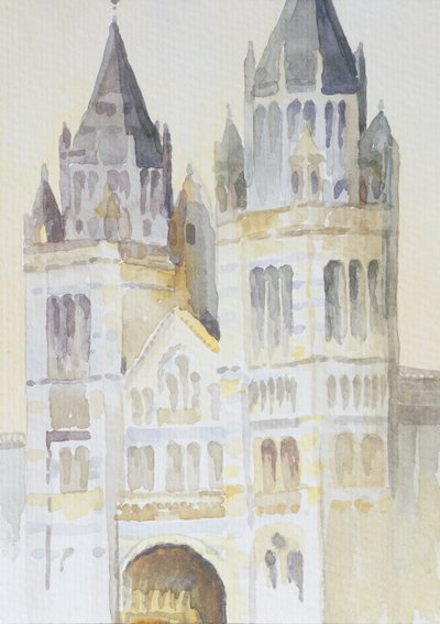 Huvudingången till The Natural History Museum, London, dagtid, 1994 (wc på papper) av Izabella Godlewska de Aranda