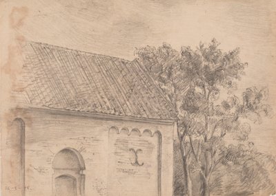Kyrkaarkitektur med träd av J.A. Jerichau (II)