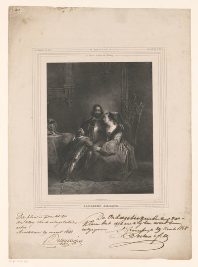 Albrecht Beiling tar farväl av fru och barn Albrecht Beiling (titel på objekt) av J.B. Clermans