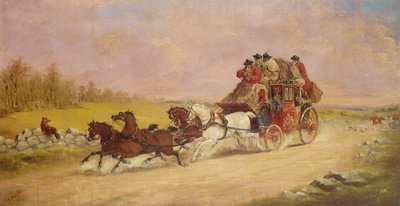The Royal Mail Coach between the Fox and the Hunt, 1881 av J.C. Maggs