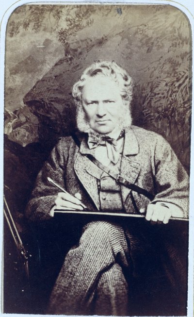 Porträtt av Sir Edwin Landseer (1802-73) (albumintryck) av J.C. Watkins