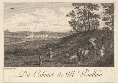 Landskap med vagn efter målningen i herr Poullains kabinett, 1780. av JF Borgnet