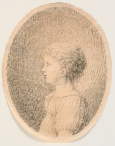 Barnporträtt. Profil till höger av J.F. Clemens