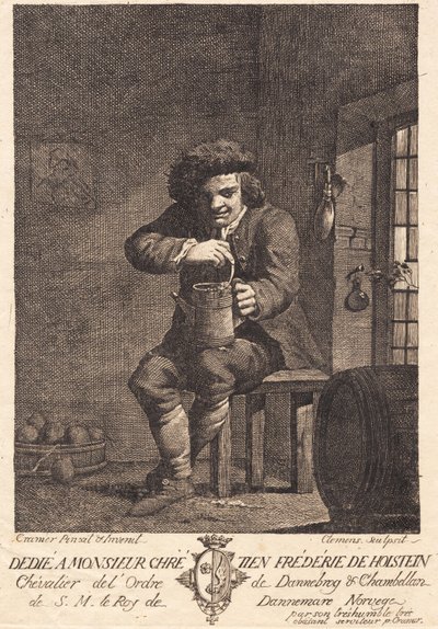 En sittande bonde av J.F. Clemens