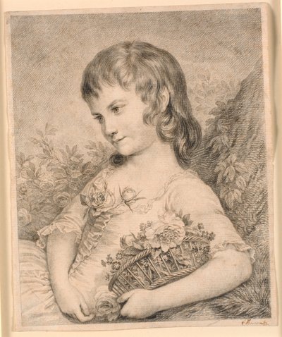 Liten flicka med en korg med blommor (Octavie Diodati) av J.F. Clemens