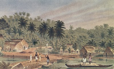 Village of Ngaloa, Kandan, Fiji, från At Anchor av J.J. Vild av J.J. Wild