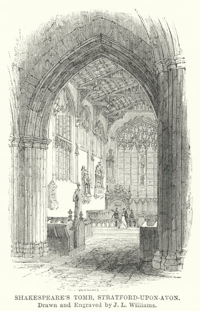Shakespeares grav, Stratford-upon-Avon (gravyr) av J.L. (after) Williams