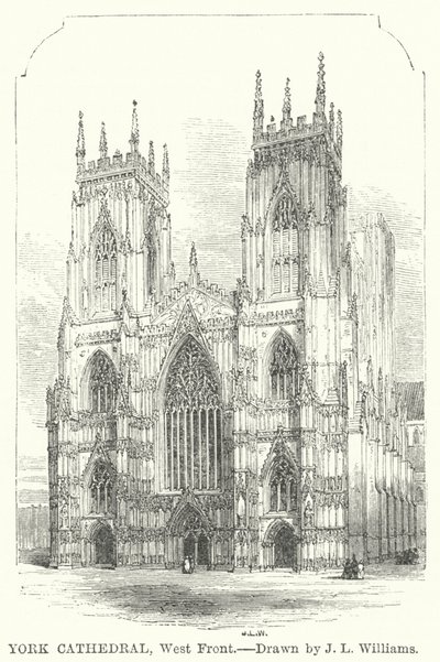 York Cathedral, West Front (gravyr) av J.L. (after) Williams