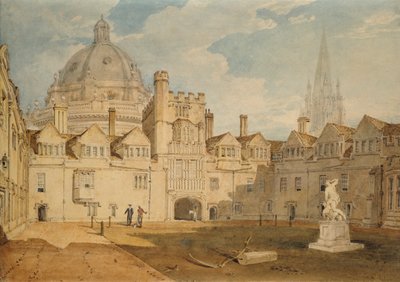 En vy från insidan av Brazen Nose College Quadrangle, Oxford, 1803-1804 av Joseph Mallord William Turner