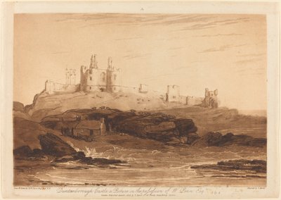 Dunstanborough Castle, publicerad 1808. av Joseph Mallord William Turner