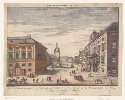 Utsikt över Hohe Markt i Wien Vy över Hochenmarck (titel på objekt) av J.M. Siccrist