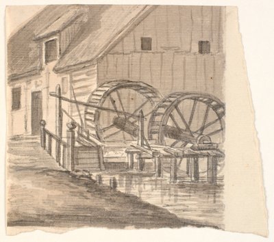Kvarnhjul och del av kvarn av J.P. Møller