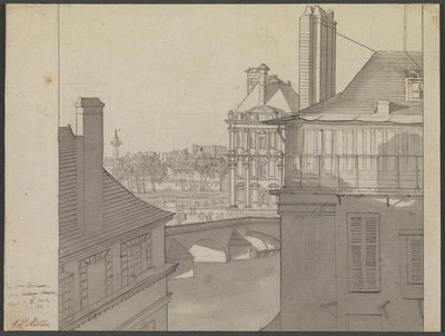 Utsikt från J.P. Møllers lägenhet på Hotel d’Irlande, Rue de Beaune nr. 3, över Seine mot Tuilerierna och Rue de Rivoli, 6 mars 1812 av J.P. Møller