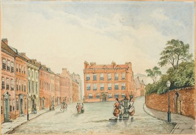 Cross House med Vicars Pump, Newcastle kroppsfärg, penna och wc ombord av J.R. Dewar