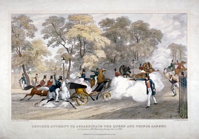 Mordförsök mot drottning Victoria, Constitution Hill, Westminster, London, 1840 av JR Jobbins