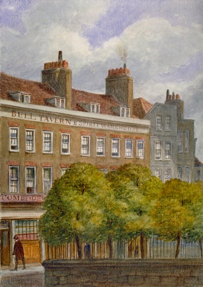 Utsikt över Bell Tavern, Church Row, Aldgate, City of London, 1870. av JT Wilson