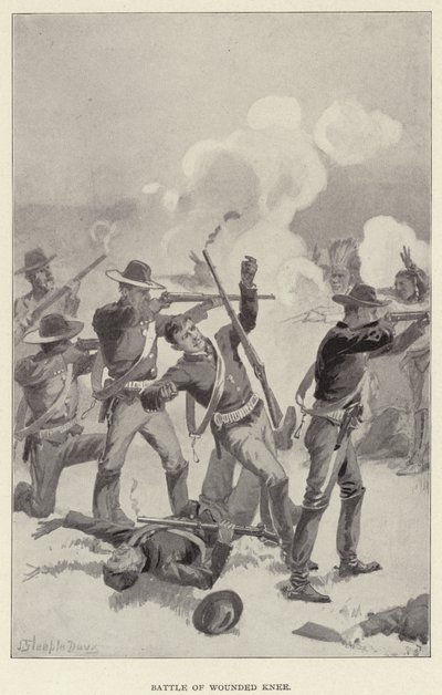Slaget vid Wounded Knee (litho) av J. (after) Steeple Davis