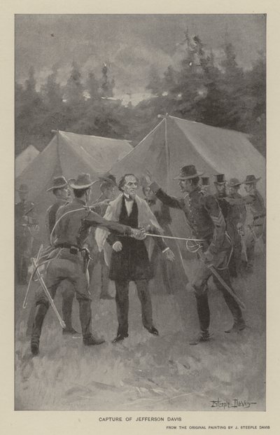 Capture of Jefferson Davis (litho) av J. (after) Steeple Davis
