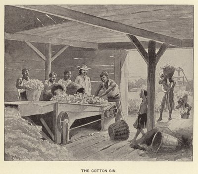 The Cotton Gin (litho) av J. (after) Steeple Davis