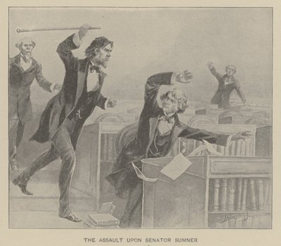 Överfallet på senator Sumner (litho) av J. (after) Steeple Davis