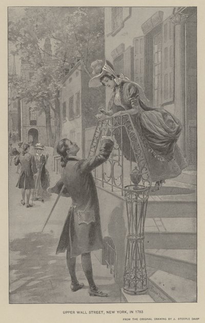 Upper Wall Street, New York, 1783 (litho) av J. (after) Steeple Davis