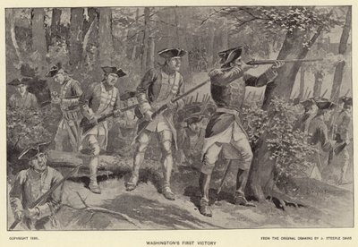 Washingtons första seger (litho) av J. (after) Steeple Davis