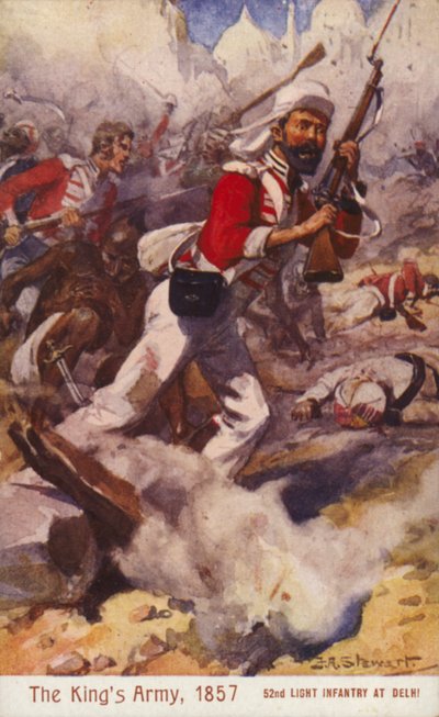 Brittiska soldater från 52:a lätta infanteriet, belägringen av Delhi, indiskt myteri av J. A. Stewart