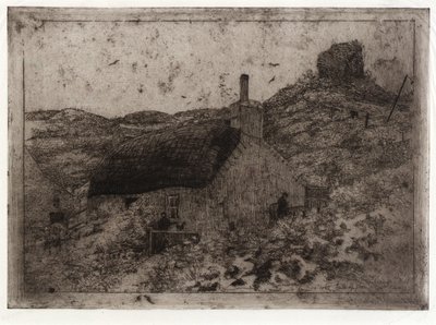 Fiskarstuga på kullen - Isle of Man av J. Alden Weir