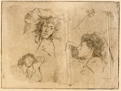 Tre huvuden--Sketcher av J. Alden Weir