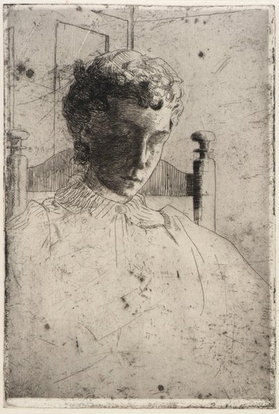 Kvinna som tittar ner av J. Alden Weir