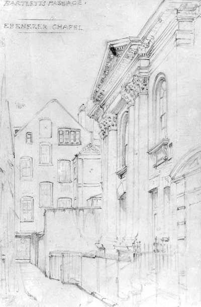 Ebenezer Chapel, Bartletts Passage, ca 1890 (ritning) av J. Appleton