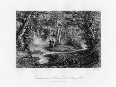 Svalor på stranden av floden Mole, Surrey, 1800-talet av J. Archer