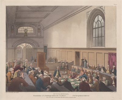 Guildhall, Examination of a Bankrupt before his Creditors Microcosm of London..., 1 november 1808. av J. Bluck