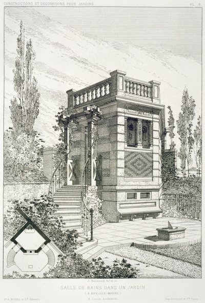Badrum, från en mängd mönster av olika arkitekter, pub. Morel & Cie, Paris, ca 1880 av J. Boussard