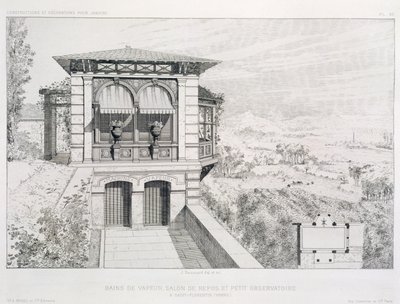 Ångbad, observatorium ovan, från en mängd mönster av olika arkitekter, pub. Morel & Cie, Paris, ca 1880 av J. Boussard