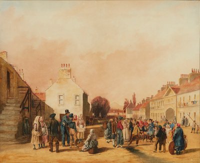 Fisherrow, Musselburgh (penna och akvarell) av J. C. Newton