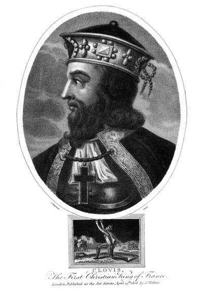 Clovis, frankernas första kristna kung, 1806. av J. Chapman