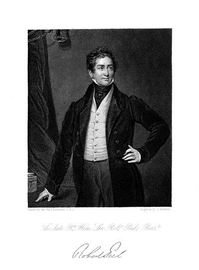 Robert Peel, brittisk statsman, 1800-talet. av J. Cochran