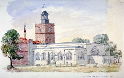 All Hallows-by-the-Tower Church, London, c1840 av J Cooke