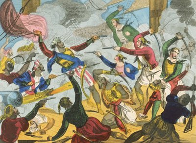 Turkar attackerar grekiska korsarer av J. Fairburn