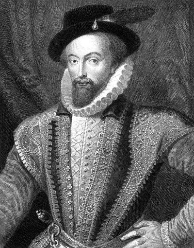 Sir Walter Raleigh, engelsk författare, poet, hovman, äventyrare och upptäcktsresande, 1821. av J Fitler