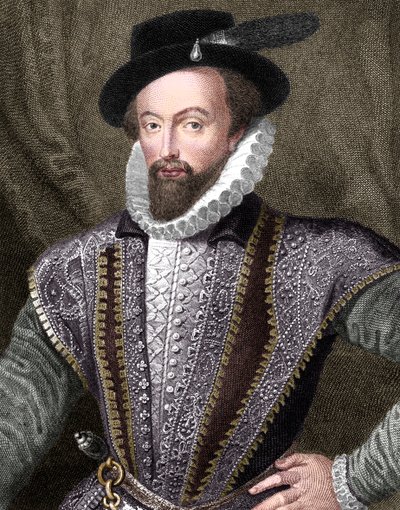 Sir Walter Raleigh, engelsk författare, poet, hovman, äventyrare och upptäcktsresande, 1821 av J Fitler