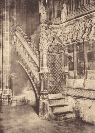 Predikstolstrappan, Barcelonas katedral (svartvitt foto) av J. Furnells