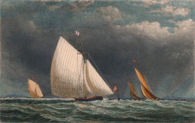Segelmatchen, yachter som rundar flaggbojen